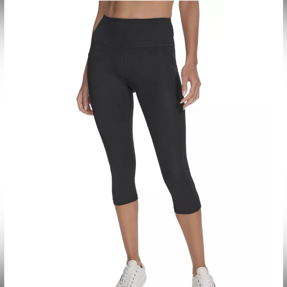 CALVIN KLEIN PERFORMANCE XL BLACK CAPRIS Ruched Back Workout PANTS Leggings